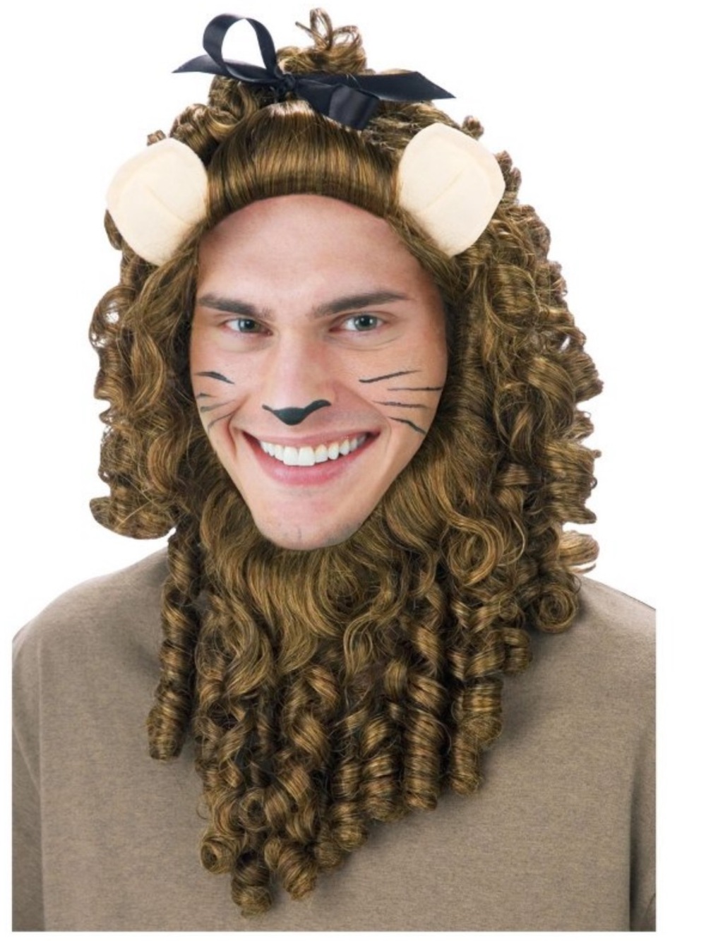 Lion Wig - Curly Ringlets- Attached Ears -Halloween